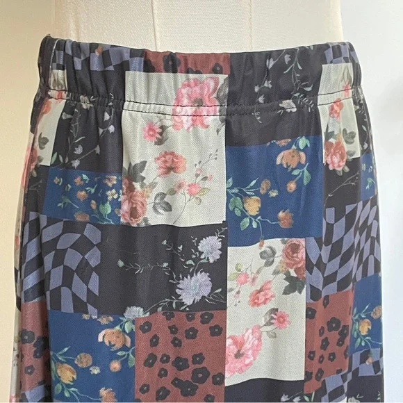 Earthbound Trading Patchwork Midi Skirt Womens S Y2K Festival Floral Sheer Indie - Picture 4 of 11